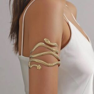 1pc Fashionable Zinc Alloy Snake Design Arm Cuff For Women For Daily Decoration